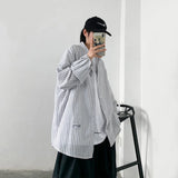 Kukombo Women Striped Shirts Casual Japanese Streetwear Bf Loose Tops Y2K Female All Match Loose Long Sleeve Shirt Spring New