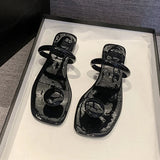 Kukombo Designer's New Women's Slippers Summer Sandals T-shaped Pinch Toe Low Heel Slippers Fashion Sandals Solid Color Women's Shoes