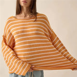 Kukombo Casual Women Oversized Striped Sweater Color Block Knit Long Sleeve Sweatshirt Loose Pullover Y2K Preppy Jumper