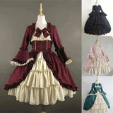 Neck Waist Spliced Bow Dress Strawberry Lolita Medieval Retro Gothic Court Lolita Dress Square