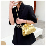 Kukombo Luxury Gold Cloud Bag for Women Leather Hobos Retro Cloud Crossbody Bag Small Phone Bag Design Clutch Clip Bag Female Bolsa