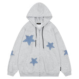 Kukombo Star Patch Aesthetic Zip Up Hoodie