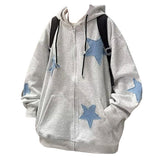 Kukombo Star Patch Aesthetic Zip Up Hoodie