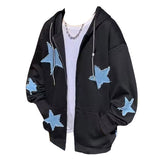 Kukombo Star Patch Aesthetic Zip Up Hoodie