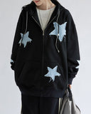 Kukombo Star Patch Aesthetic Zip Up Hoodie