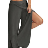 Kukombo - Women's wide leg side split wrap flowy yoga pants