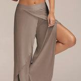 Kukombo - Women's wide leg side split wrap flowy yoga pants