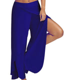 Kukombo - Women's wide leg side split wrap flowy yoga pants