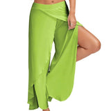 Kukombo - Women's wide leg side split wrap flowy yoga pants