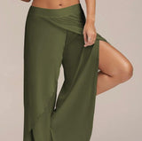 Kukombo - Women's wide leg side split wrap flowy yoga pants