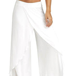 Kukombo - Women's wide leg side split wrap flowy yoga pants