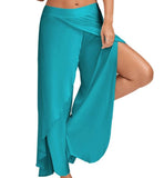 Kukombo - Women's wide leg side split wrap flowy yoga pants