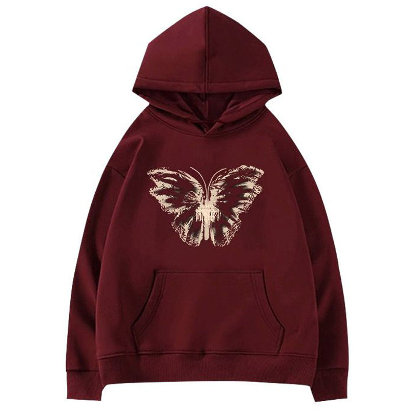 Kukombo Butterfly Print Aesthetic Hoodie