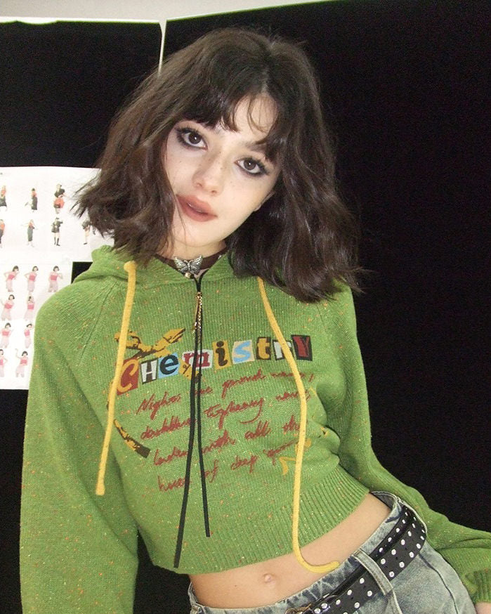 Kukombo Chemistry Knit Cropped Hoodie