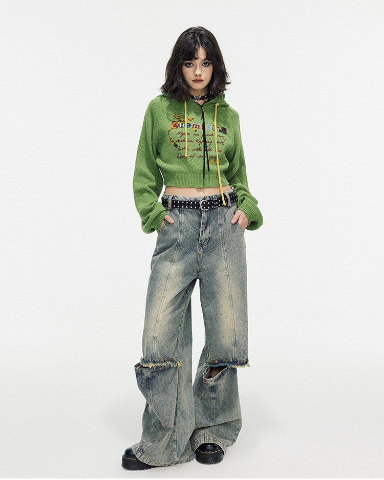 Kukombo Chemistry Knit Cropped Hoodie