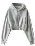 Kukombo Winter Women Solid Fleece Hoodies Clothing Long Sleeve Tops Loose Pocket Sweatshirt Female Casual Pullover ootd