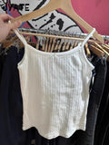 Kukombo White Eyelet Buttons Slim Tank Top Women New Casual All-match Sleeveless Cotton Slim Camis Sweet Cute Simple Basic Vest Y2K Tops