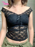 Kukombo Light Blue Lace Hollow Out Female Tank Transparent Sexy Mesh Summer Vest 2025 Solid Perpetive Y2K Tight Sleeveless Tops Women