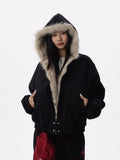 Kukombo Outfit Zip Up Hoodie Kpop Women Clothes Fox Fur Loose Coats Punk Hoodies Vintage Sweatshirts Harajuku Y2k Tops Femme Graphic Jackets