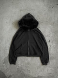 Kukombo party outfit  Plush lining solid color pattern Hoodie casual chic Y2K top rock fashion street retro grunge punk hip hop Harajuku couple Hoodie