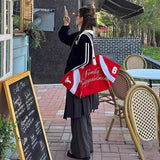 Kukombo Korean Brand Large Capacity Tote Bag Female Outdoor Travel Storage Pouch Sport Gym Storage Shoulder Bag Korean Popular Bag