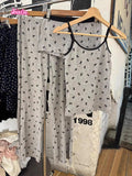 Kukombo Grey Skull Print Tank Camis + Straight Pant Set Two Piece Set For Women Retro Y2K Summer Vest 2025 New Home Casual Female Suit