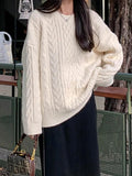 Kukombo Solid Cable Knit Pullover Sweater