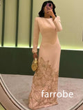Kukombo Customized Classic Jersey Pleat Flower A-line O-Neck Midi Dresses Evening Dresses Exquisite Modern Style Pastrol Unisex Chinese (PRE-ORDER)