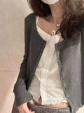 Kukombo Casual Women Soft Cotton White Slim Cardigan Camis 2025 Spring Fashion Ladies Sleeveless Female Bow Ornament Chic Tops