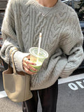 Kukombo Solid Cable Knit Pullover Sweater