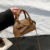 Kukombo Small Size Top-handle Bags For Women Belt Buckle Design Mini Shoulder Cross Body Shell Bag Luxury Designer Purses And Handbags