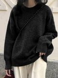 Kukombo Solid Crew Neck Knit Sweater