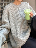 Kukombo Solid Cable Knit Pullover Sweater
