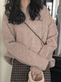 Kukombo Solid Crew Neck Knit Sweater