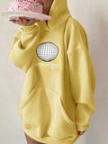Kukombo Simple Embroidery Print Oversized Hoodie