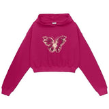 Kukombo Butterfly Print Crop Hoodie