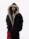 Kukombo Outfit Zip Up Hoodie Kpop Women Clothes Fox Fur Loose Coats Punk Hoodies Vintage Sweatshirts Harajuku Y2k Tops Femme Graphic Jackets