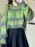 Kukombo Ombre Cable Knit Short Sweater