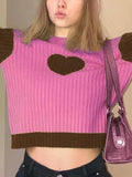 Kukombo Knit Heart Print Slim Sweater