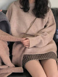 Kukombo Solid Crew Neck Knit Sweater