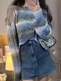 Kukombo Ombre Cable Knit Short Sweater