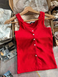 Kukombo Simple All-match Buttons Slim Vest Women Summer Cotton Basic Casual Sleeveless Tank Tops Vintage Sweet Chic Cute Camis Y2K