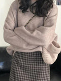 Kukombo Solid Crew Neck Knit Sweater