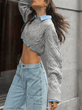 Kukombo Cable Knit Cropped Sweater