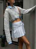 Kukombo Cable Knit Cropped Sweater