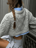 Kukombo Cable Knit Cropped Sweater