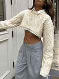 Kukombo Cable Knit Cropped Sweater