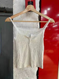 Kukombo Lace Trim Ribbed Slim Tank Tops Women 2025 New Summer Sleeveless Three Buttons Cotton Camis Sweet Girls Gray Basic Crop Top Y2k