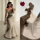 Kukombo Customized Casual Jersey Pleat Mermaid One-shoulder Midi Dresses Bespoke Occasion Dresses Classic Exquisite Modern Style Pastrol (PRE-ORDER)