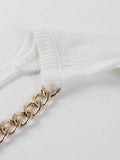 Kukombo Metallic Chain Embellished Shrug Crop Sweater